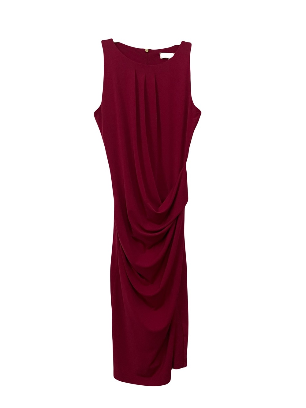 Michael Kors Burgundy Draped Sleeveless Midi Dress